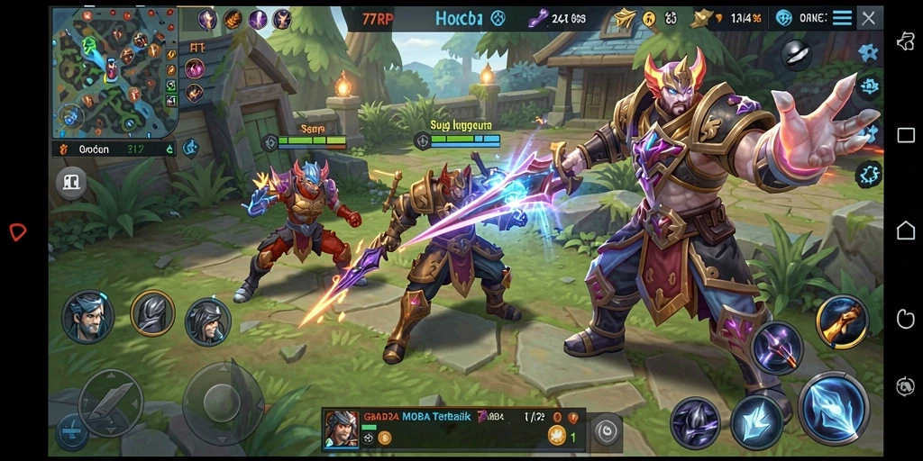 Screenshot gameplay seru dari 77RP MOBA yang penuh aksi.