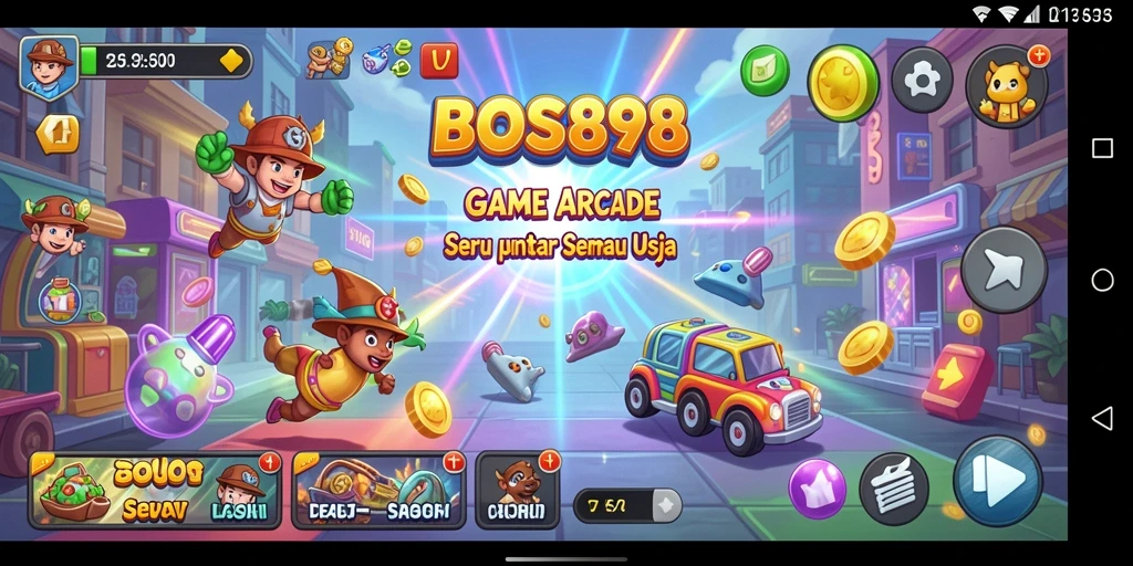 Screenshot utama <strong>BOS898</strong> menampilkan gameplay yang penuh aksi dan warna.