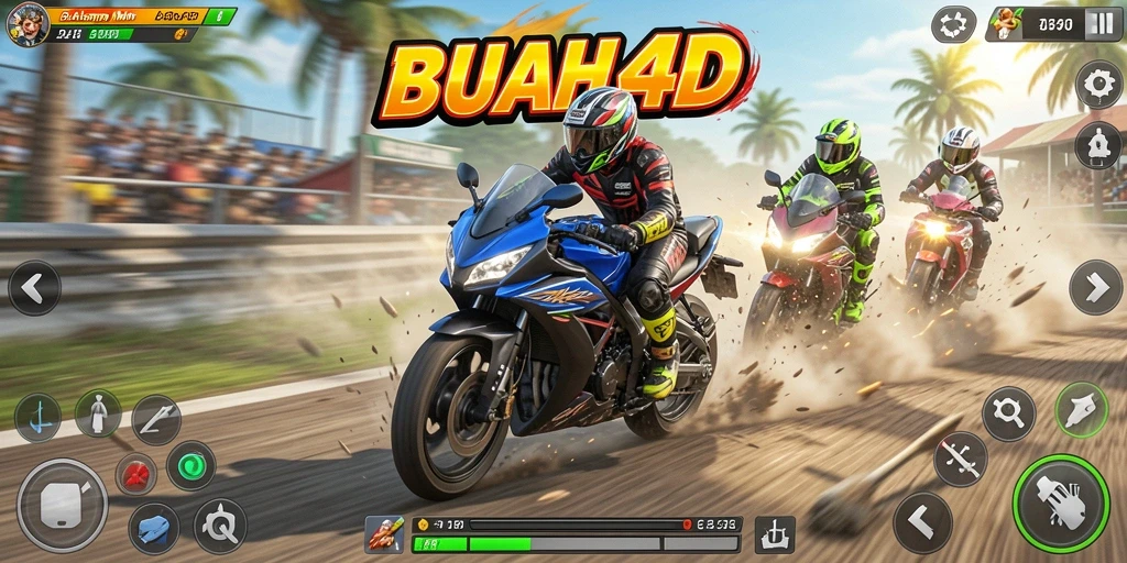 Tampilan gameplay seru BUAH4D yang memacu adrenalin di lintasan balapan.