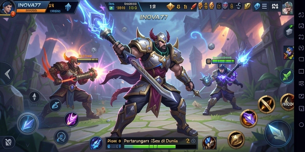 Tampilan gameplay seru di arena MOBA INOVA77.