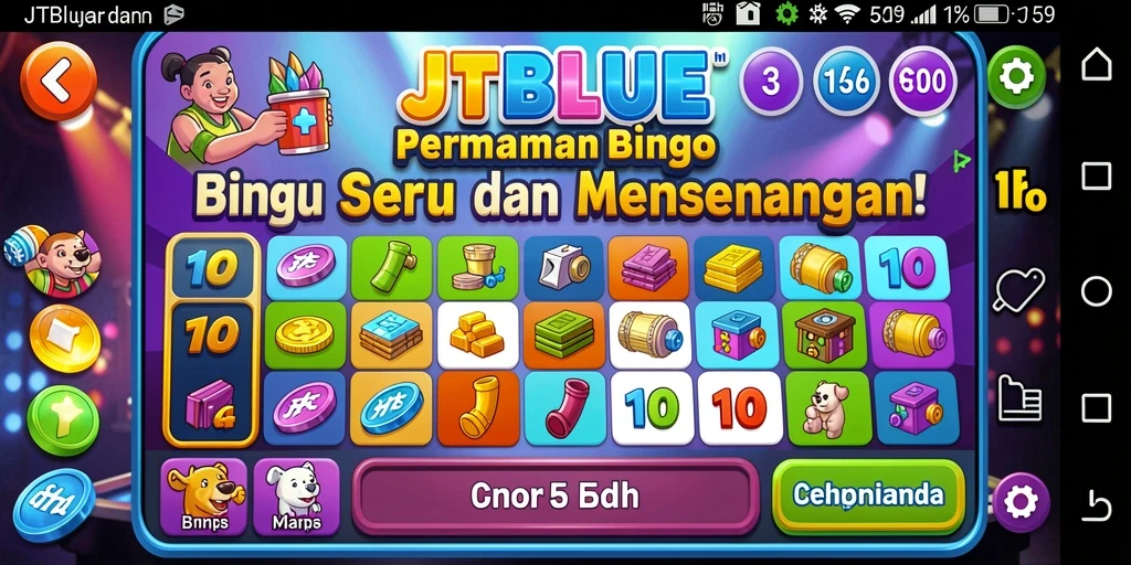 Tampilan gameplay JTBLUE menunjukkan suasana seru Bingo yang menantang.