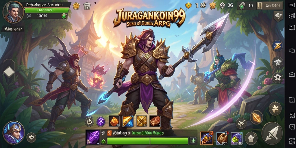Screenshot gameplay JURAGANKOIN99 menampilkan pertempuran epik.