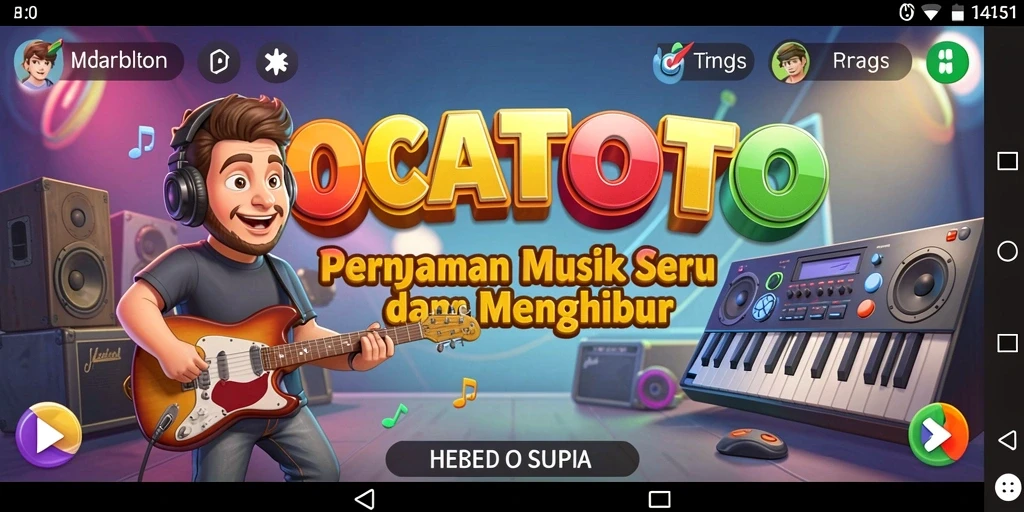 Tampilan gameplay OCATOTO yang menampilkan ritme musik yang seru.