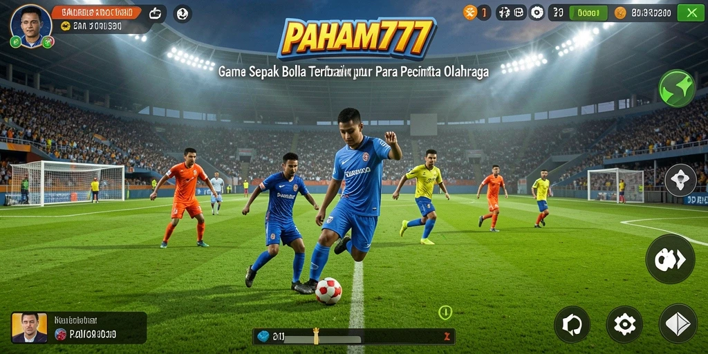 Screenshot gameplay PAHAM777 menampilkan aksi sepak bola yang mendebarkan.