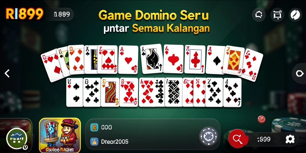 Tampilan screenshot gameplay RI889 yang menampilkan suasana permainan domino.