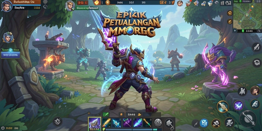 Screenshot utama RR44 dengan aksi gameplay MMORPG yang dinamis.