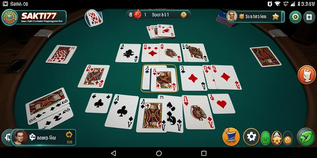 Tampilan gameplay SAKTI77 dengan kartu Gaple yang menarik.