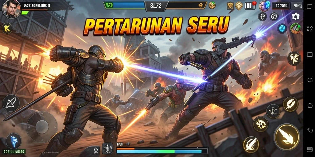 Tampilan gameplay seru dan penuh aksi di SL72.