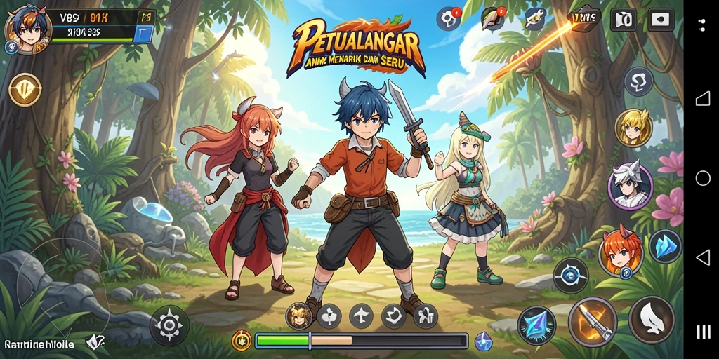 Tampilan gameplay V89 yang memukau dengan aksi seru dalam dunia Anime.